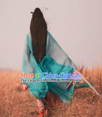 Chinese Traditional Jin Dynasty Female Swordsman Replica Costumes Ancient Drama Wu Xia Heroine Hanfu Dress for Women