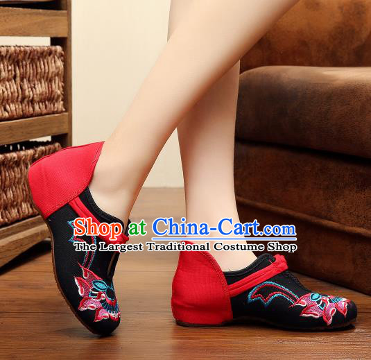Asian Chinese Traditional Black Embroidered Shoes Hanfu Wedding Shoes Ethnic National Cloth Shoes for Women