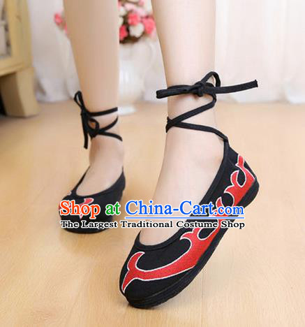 Asian Chinese National Black Cloth Shoes Classical Dance Shoes Traditional Hanfu Shoes for Women