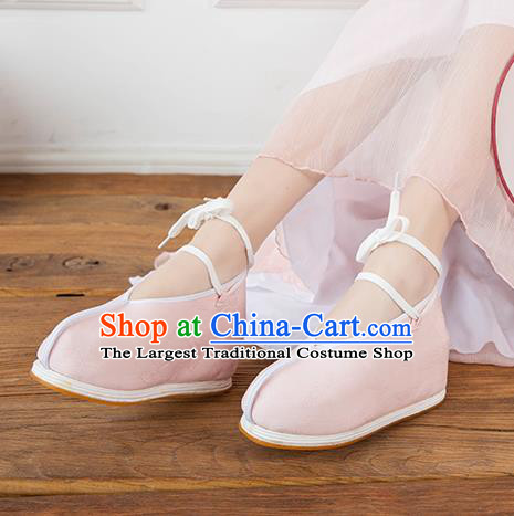 Asian Chinese Traditional Pink Cloth Shoes Ancient Princess Shoes Hanfu Shoes for Women