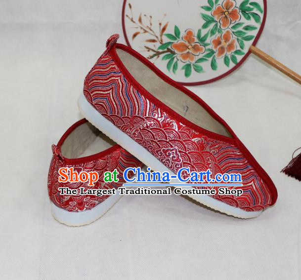 Asian Chinese Traditional Red Blood Stained Shoes Ancient Princess Wedding Shoes Hanfu Shoes for Women