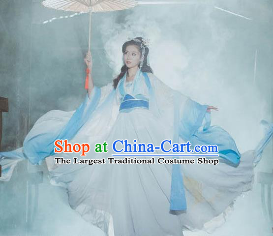 Chinese Traditional Cosplay Court Princess White Dress Custom Ancient Tang Dynasty Imperial Consort Costume for Women