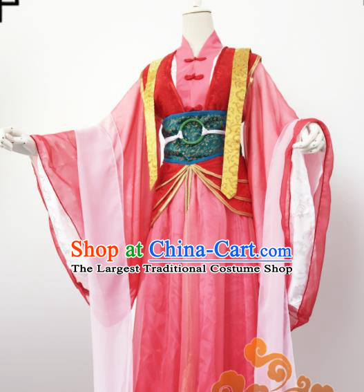 Chinese Traditional Cosplay Court Maid Pink Dress Custom Ancient Swordswoman Princess Costume for Women