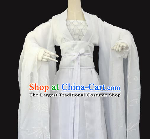 Chinese Traditional Cosplay Maidservants White Dress Custom Ancient Swordswoman Costume for Women
