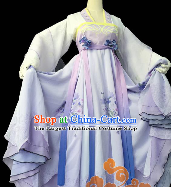 Chinese Traditional Cosplay Court Maid Purple Dress Custom Ancient Fairy Swordswoman Costume for Women