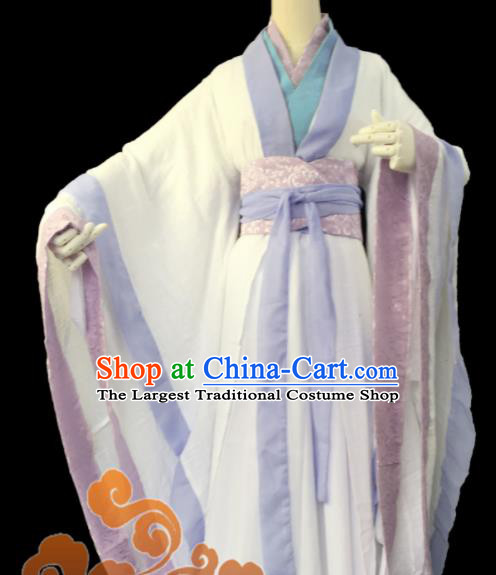 Traditional Chinese Cosplay Taoist Nun Princess White Dress Ancient Swordswoman Costume for Women