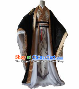 Chinese Ancient Cosplay Taoist Priest Swordsman Black Clothing Custom Traditional Nobility Childe Costume for Men
