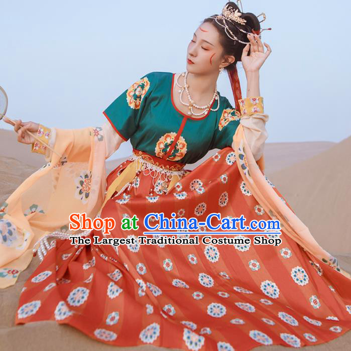 Ancinet Chinese Tang Dynasty Royal Princess Hanfu Dress Traditional Flying Apsaras Dance Replica Costumes for Women
