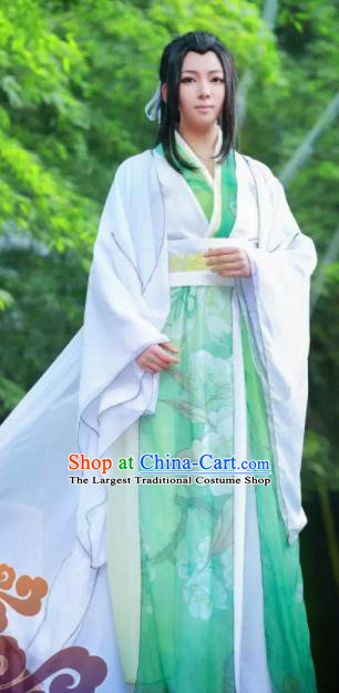 Custom Chinese Ancient King Prince Green Clothing Traditional Cosplay Swordsman Costume for Men