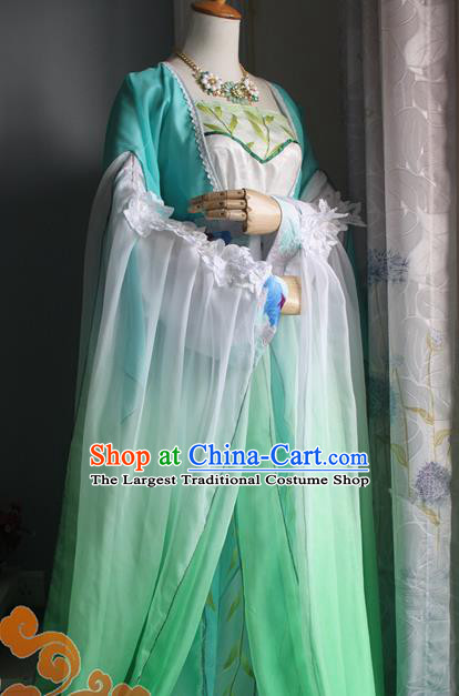 Traditional Chinese Cosplay Princess Consort Green Dress Ancient Court Lady Swordswoman Costume for Women