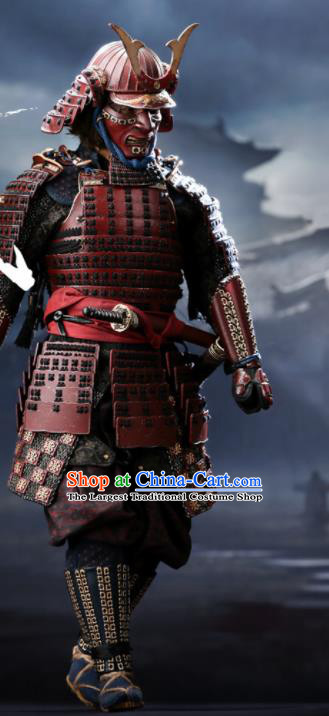 Japanese Ancient General Armor and Helmet Traditional Asian Japan Soldier Costumes Complete Set for Men