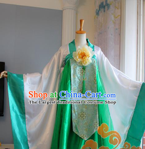 Traditional Chinese Cosplay Goddess Princess Green Dress Ancient Fairy Swordswoman Costume for Women