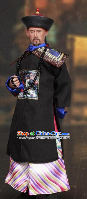 Chinese Ancient Minister Clothing Traditional Qing Dynasty Grand Secretary Costumes and Hat Complete Set for Men