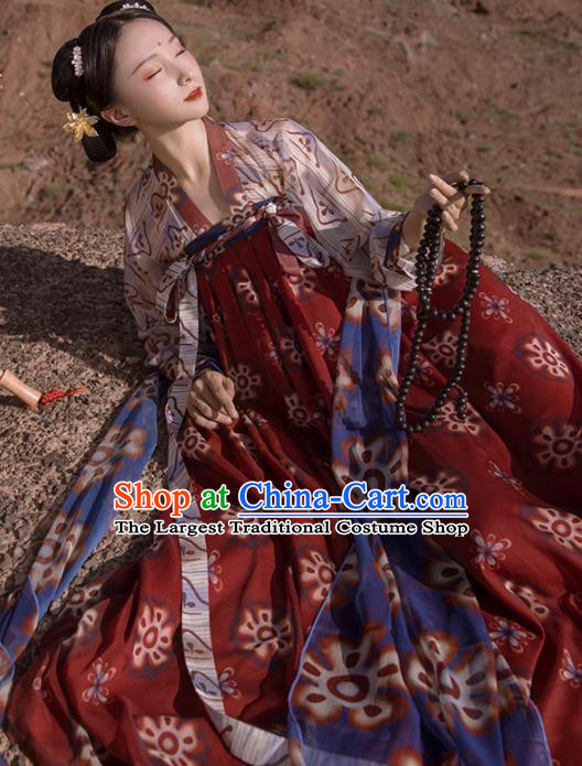 Chinese Ancient Tang Dynasty Court Maid Hanfu Dress Traditional Palace Odalisque Costumes for Women