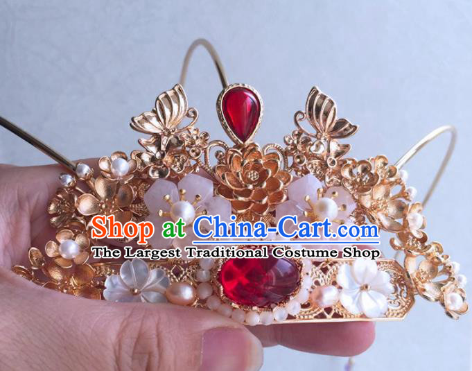 Chinese Handmade Ancient Princess Tassel Hair Crown Hairpins Traditional Hanfu Hair Accessories for Women