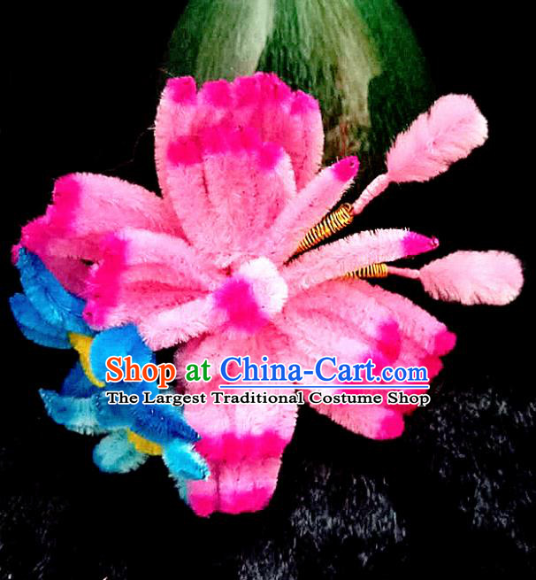 Chinese Ancient Court Pink Velvet Butterfly Hair Claw Hairpins Traditional Hanfu Handmade Hair Accessories for Women