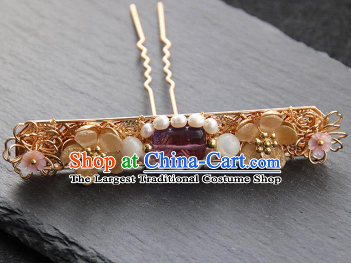 Chinese Ancient Princess Golden Hair Clip Hairpins Traditional Handmade Hanfu Hair Accessories for Women