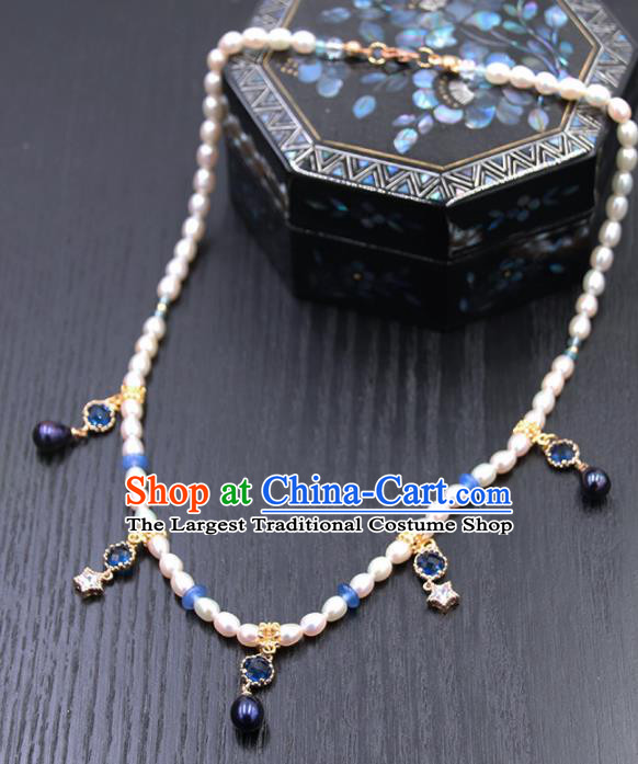 Chinese Ancient Court Necklace Traditional Princess Hanfu Wedding Pearls Accessories for Women