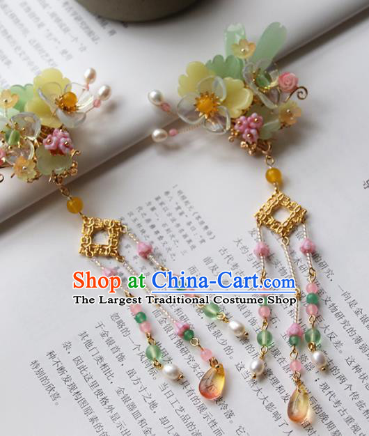 Chinese Ancient Princess Tassel Hair Stick Hairpins Traditional Handmade Hanfu Hair Accessories for Women