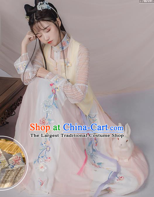 Traditional Chinese Ming Dynasty Hanfu Dress Ancient Young Lady Replica Costumes for Women