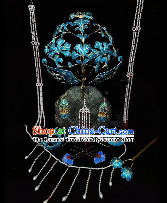 Ancient Chinese Ming Dynasty Wedding Phoenix Coronet Hairpins Traditional Hanfu Court Hair Accessories for Women