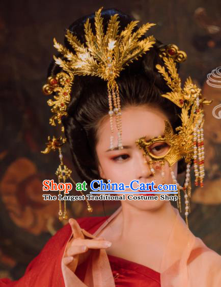 Ancient Chinese Tang Dynasty Imperial Consort Phoenix Coronet Hairpins Traditional Hanfu Court Hair Accessories for Women