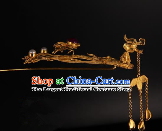 Chinese Handmade Ancient Ming Dynasty Queen Phoenix Step Shake Hairpins Traditional Hanfu Court Hair Accessories for Women