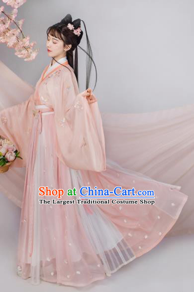 Traditional Chinese Jin Dynasty Court Princess Hanfu Dress Ancient Flower Goddess Replica Costumes for Women