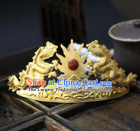 Chinese Ancient Princess Golden Dragon Hair Crown Hairpins Traditional Handmade Hanfu Hair Accessories for Women