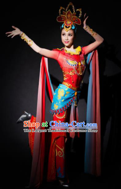 Chinese Spring Festival Gala Dunhuang Flying Apsaras Dance Red Dress Traditional Classical Dance Costume for Women