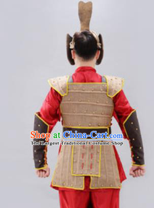 Traditional Chinese Ancient Drama Costumes Chinese Qin Dynasty Warrior Helmet and Armour for Men