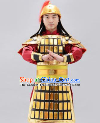 Traditional Chinese Ancient Drama Costumes Chinese Ming Dynasty Warrior Helmet and Armour for Men