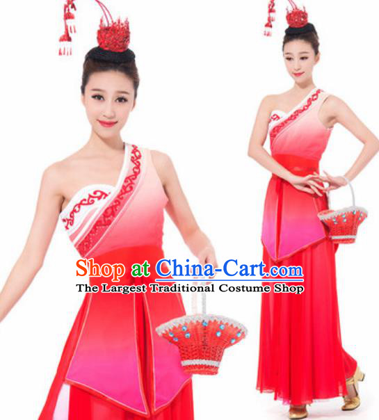 Chinese Spring Festival Gala Dance Red Dress Traditional Classical Dance Costume for Women