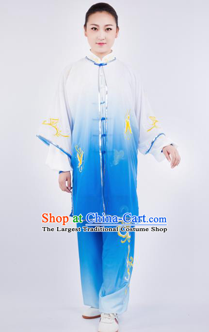 Chinese Traditional Martial Arts Competition Embroidered Butterfly Costume Kung Fu Tai Chi Training Clothing for Men