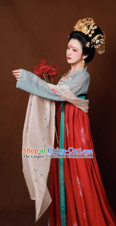 Traditional Chinese Tang Dynasty Imperial Consort Hanfu Dress Ancient Drama Court Lady Replica Costumes for Women