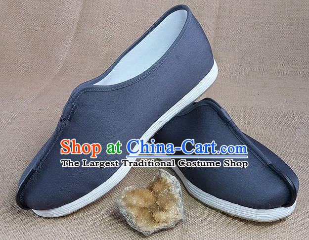 Traditional Chinese Monk Grey Shoes Handmade Multi Layered Cloth Shoes Martial Arts Shoes for Men