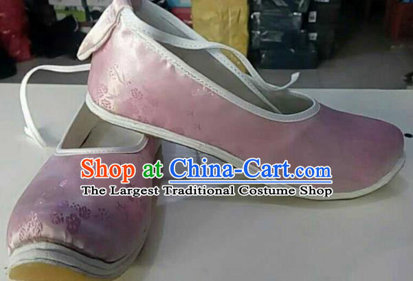 Traditional Chinese Wedding Light Pink Satin Shoes Handmade Hanfu Shoes Ancient Princess Shoes for Women