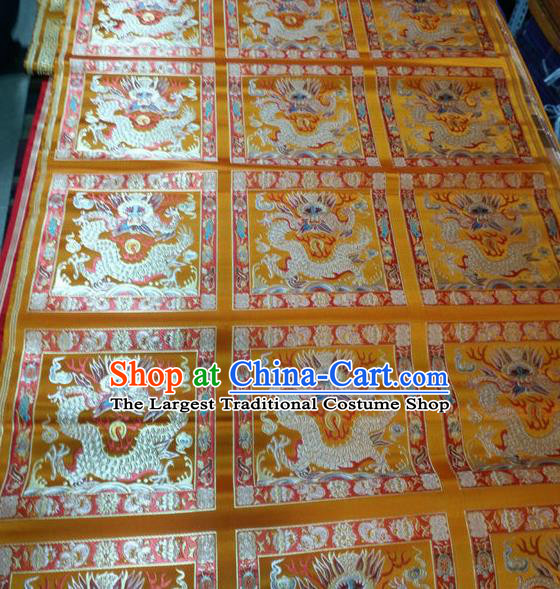 Asian Chinese Traditional Buddhism Dragon Pattern Design Golden Brocade Fabric Tibetan Robe Silk Material