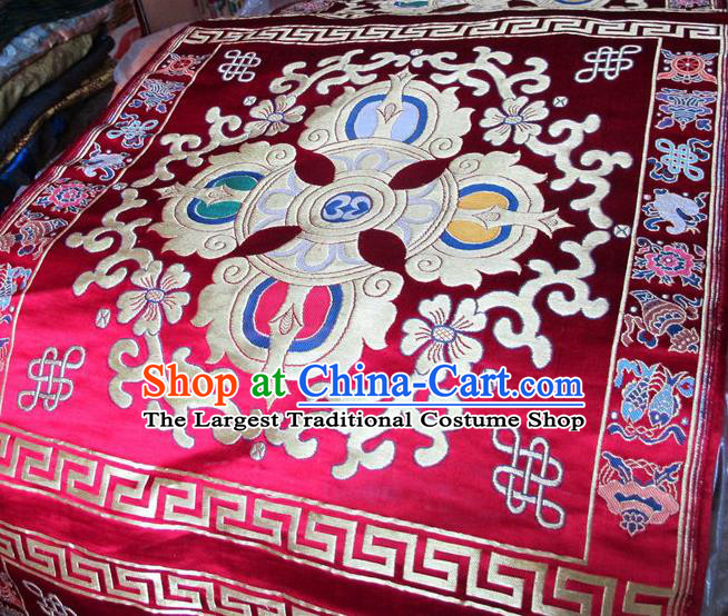 Asian Chinese Buddhism Traditional Vajra Pattern Design Rosy Brocade Fabric Tibetan Robe Silk Material