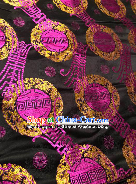 Asian Chinese Traditional Pattern Design Black Brocade Fabric Cheongsam Silk Material
