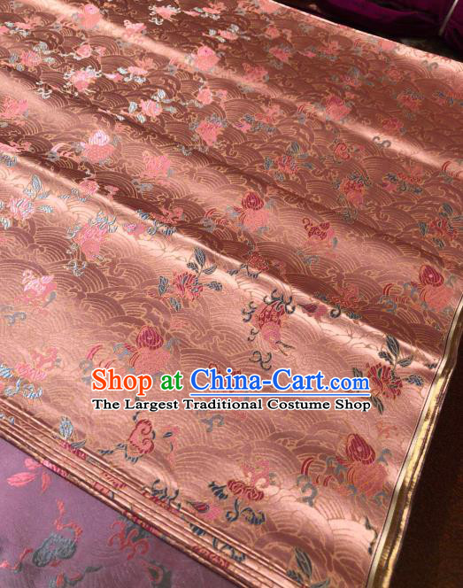 Asian Chinese Traditional Carps Pattern Design Pink Brocade Fabric Cheongsam Silk Material