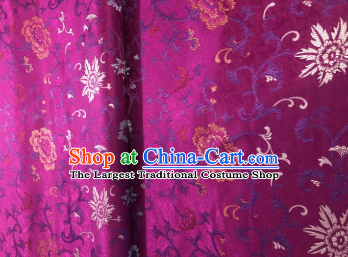 Asian Chinese Traditional Maguey Pattern Design Purple Brocade Fabric Cheongsam Silk Material