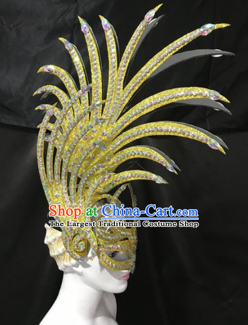 Customized Halloween Carnival Golden Hair Accessories Brazil Parade Samba Dance Headpiece for Women