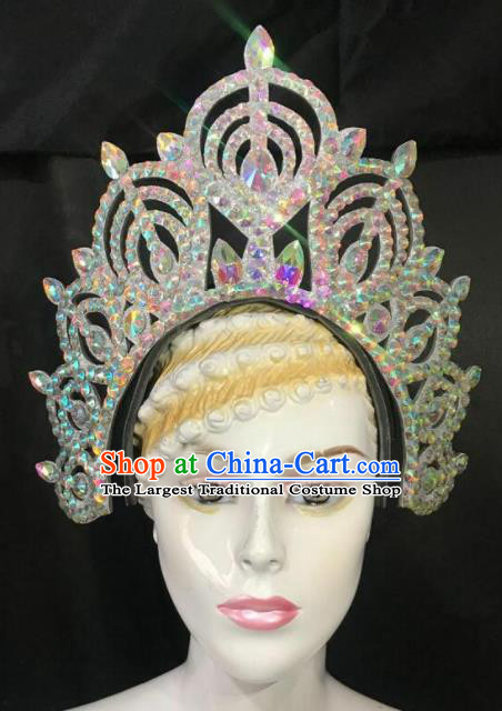 Customized Halloween Carnival Stage Show Giant Royal Crown Brazil Parade Samba Dance Headpiece for Women