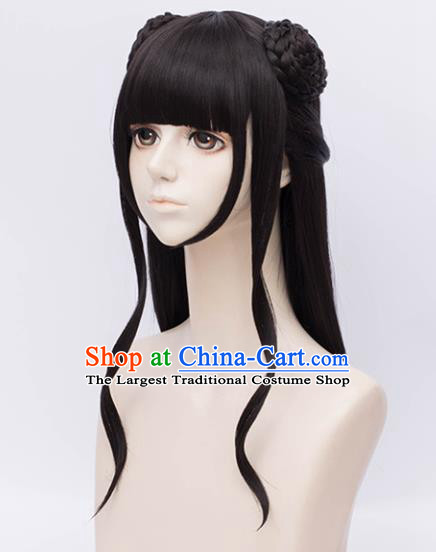 Customized Chinese Cosplay Young Lady Wigs Ancient Swordswoman Hair Accessories Wig Sheath