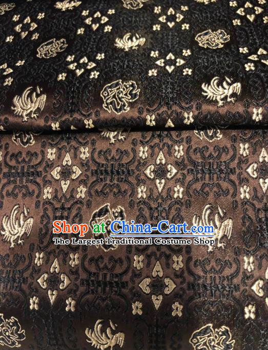 Asian Chinese Traditional Pattern Design Brown Brocade Fabric Cheongsam Silk Material