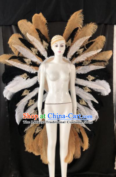 Customized Halloween Samba Dance Ostrich Feather Props Brazil Parade Giant Backboard for Women