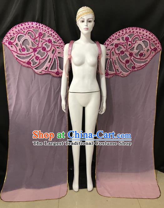 Customized Halloween Samba Dance Prop Brazil Parade Pink Ribbon Wings Giant Backboard for Women