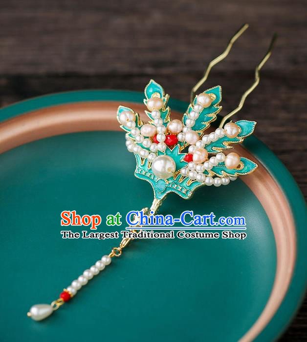 Top Chinese Traditional Pearls Phoenix Tassel Hair Clip Handmade Hanfu Hairpins Hair Accessories for Women