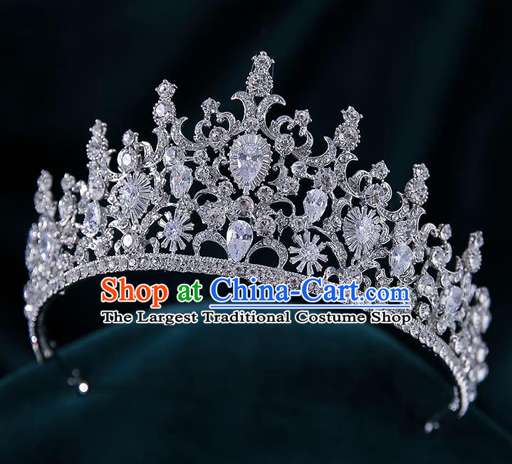 Top Grade Handmade Princess Zircon Crystal Royal Crown Wedding Bride Hair Accessories for Women